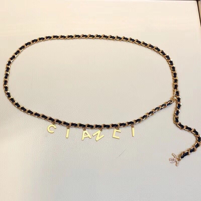 Vintage Metal Small Letter Chain Belt