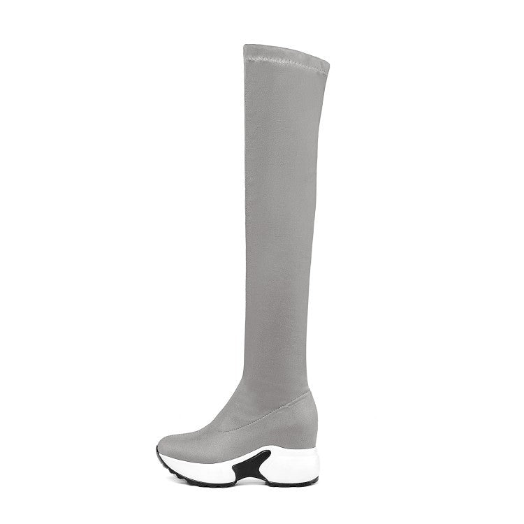 Fashion Women's Thick-soled Stretch Boots With Thin Legs