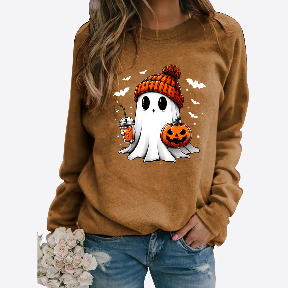 Halloween Rundhals Print Langærmet Sweater