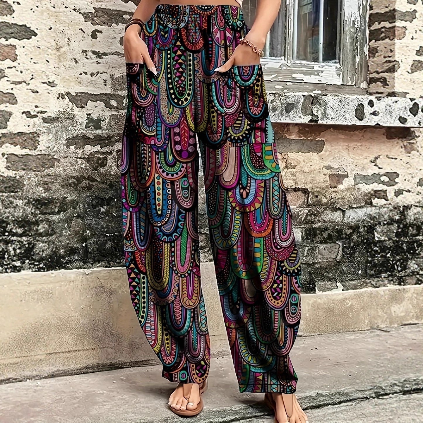 Women's Holiday Casual Full-body Printed Loose Lantern Pants