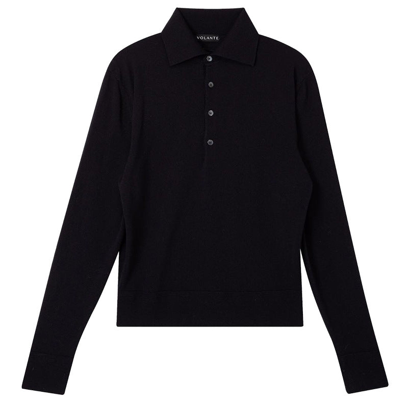 T-shirt Slim Long-sleeved Cotton Lapel Polo Shirt