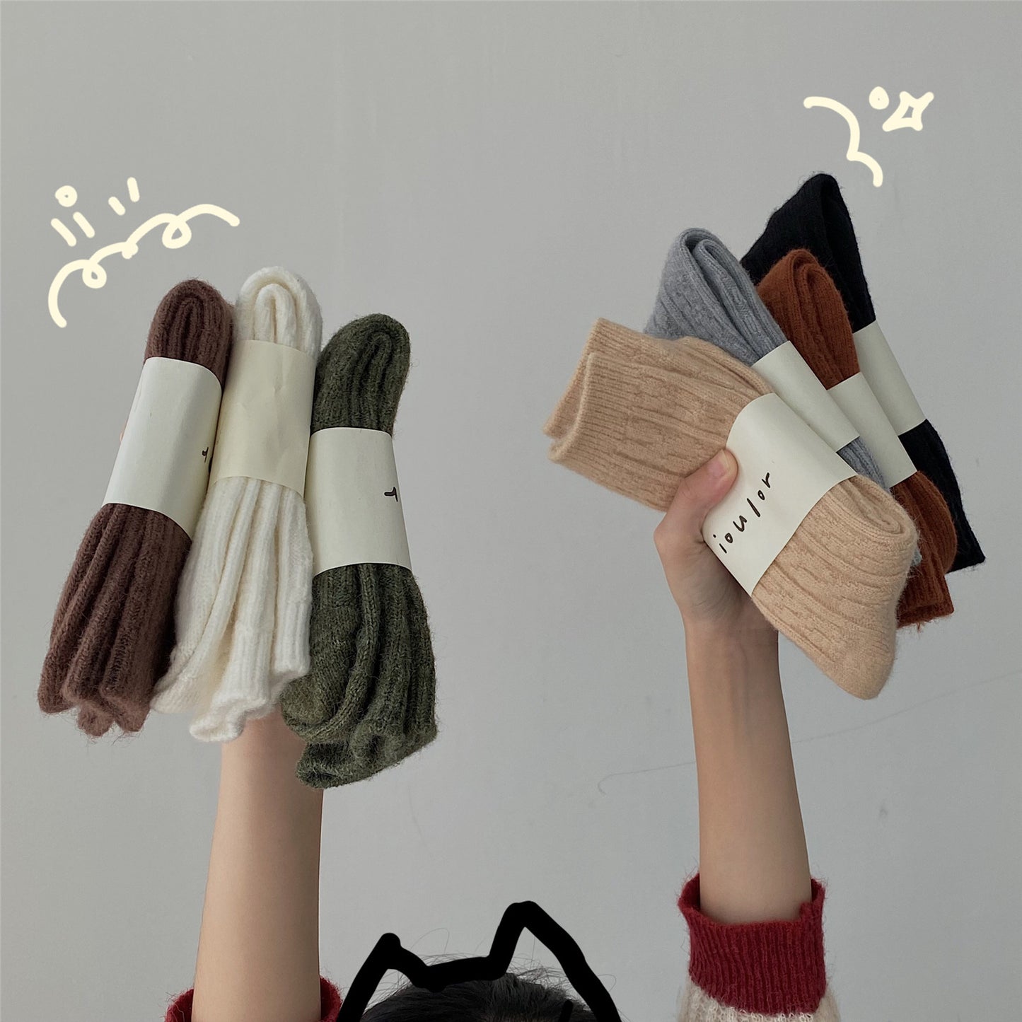 Warm And Thick Japanese Pile Socks Solid Color Mid-tube Socks