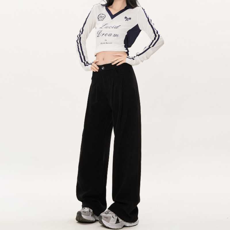 Autumn And Winter College Style Straight-leg Pants Corduroy Wide-leg Pants