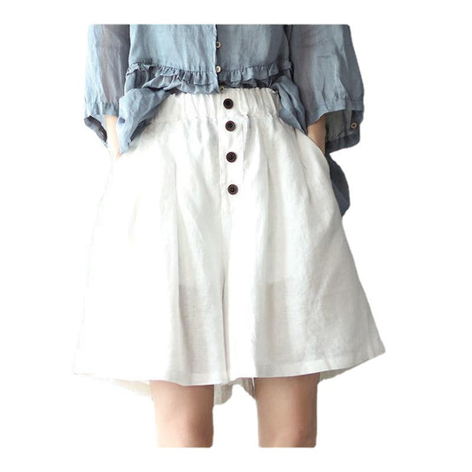 New Women's Literature Retro Cotton Linen Casual Loose Shorts