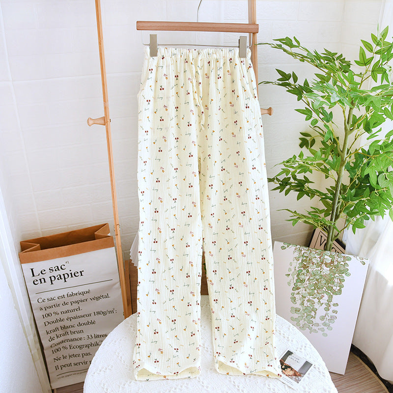 Straight Cotton Loose Home Pants Pajama Pants With Pockets Can Be Worn Outside