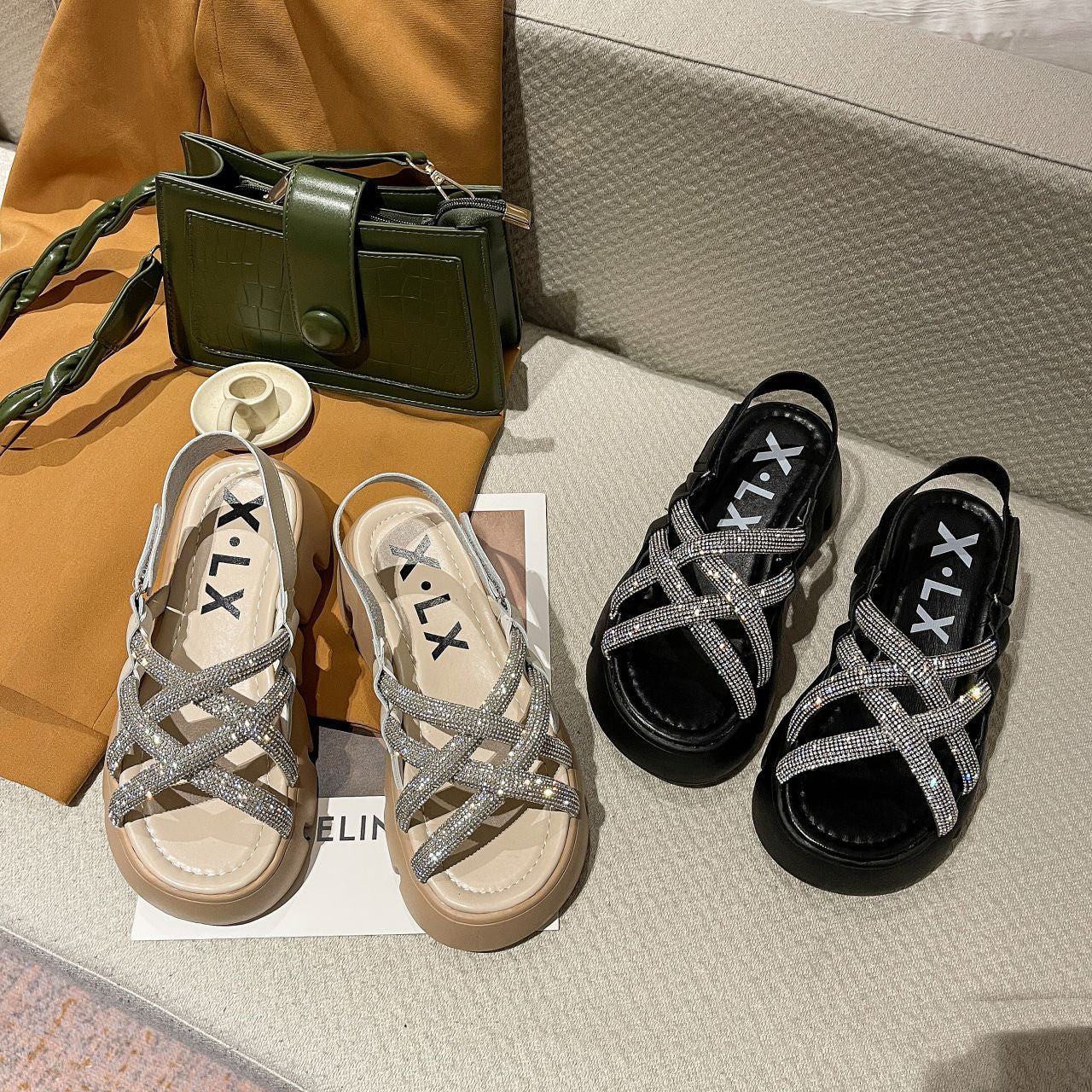 Casual Beach Shoes With Thick Soles And Open-toed Sandals