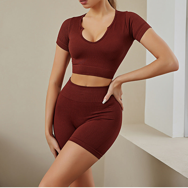 Stretchy Form-fitting Workout Tank Top And Shorts Set For Fitness