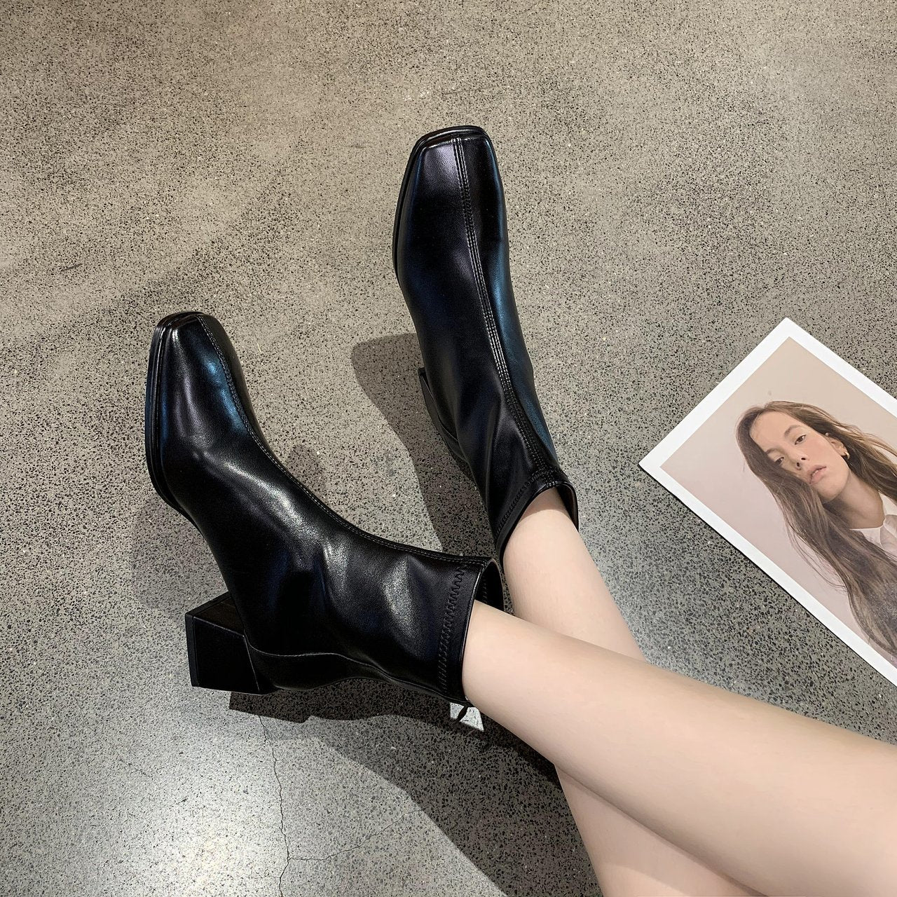 Autumn And Winter New Plush Martin Boots Korean Square Boots