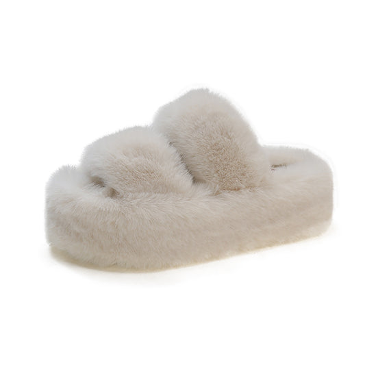 Plus Size Slippers Women's Thick Bottom 7cm Brushed Lining Home