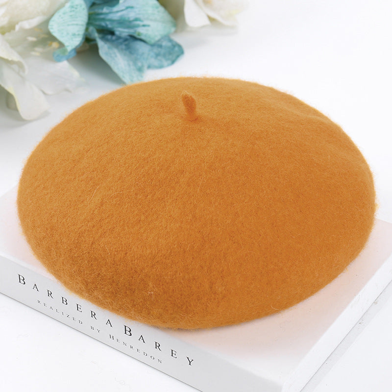Women's Fashion Casual Solid Color Breathable Wool Tweed Hat
