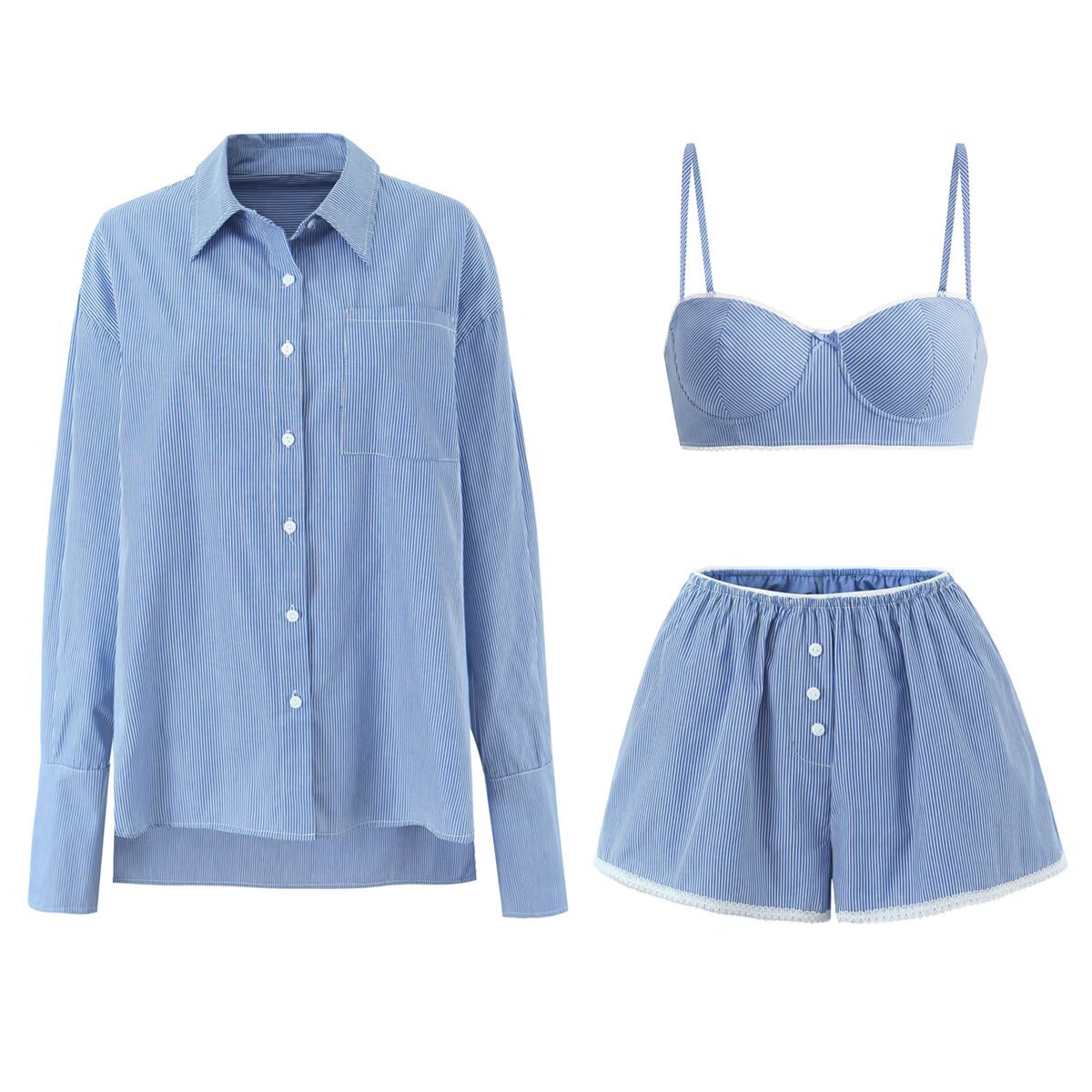 Solid Color Vest Shorts Pants Three Piece Set For Women