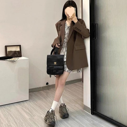 Solid Color Loose Casual Women's Suit Jacket