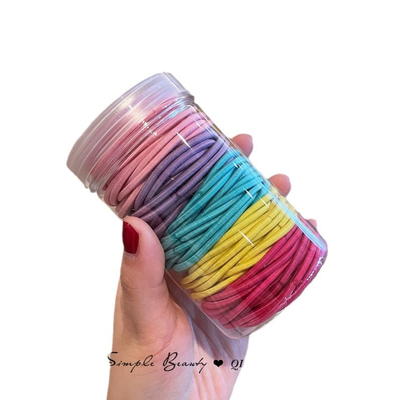 Factory Direct Sales Korean Candy Small Rubber Band High Elastic Leather Case Basic Hair Ring Rubber Band Simple Tie-up Hair Head Rope