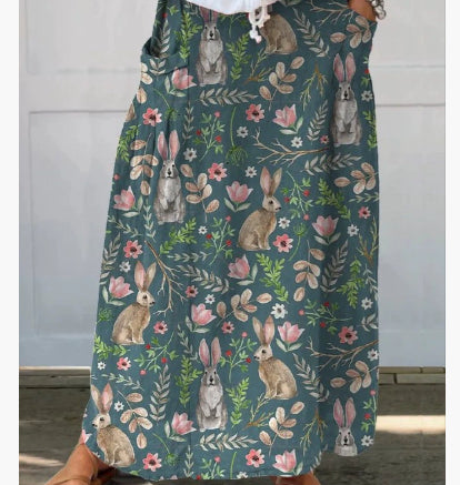 Independent Printed Skirt With Pockets