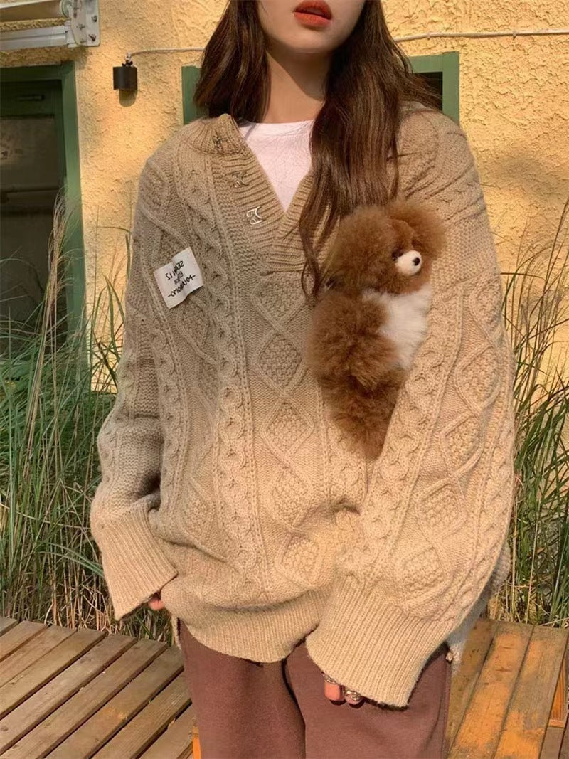 New Loose Pullover Lazy Comfortable Cable-knit Sweater