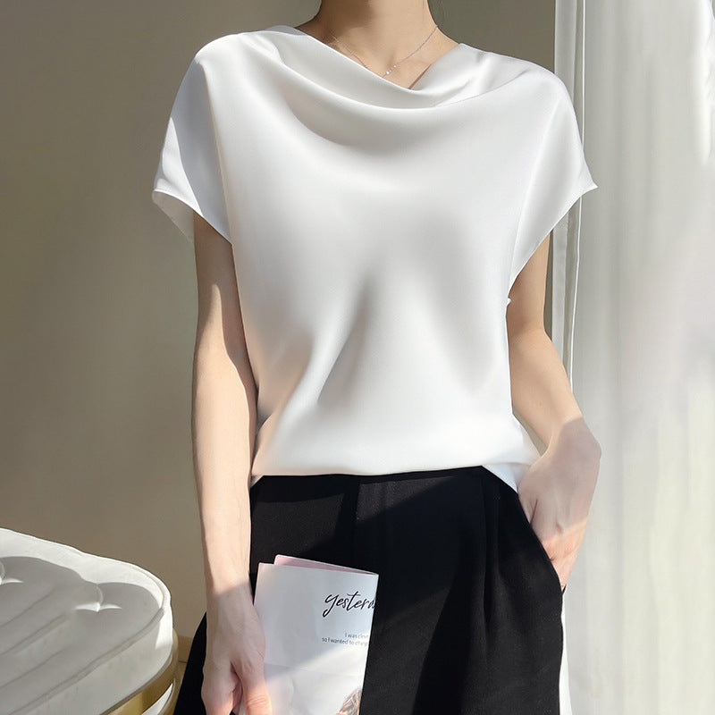 Women's Spring And Summer Silk Satin Short Sleeve