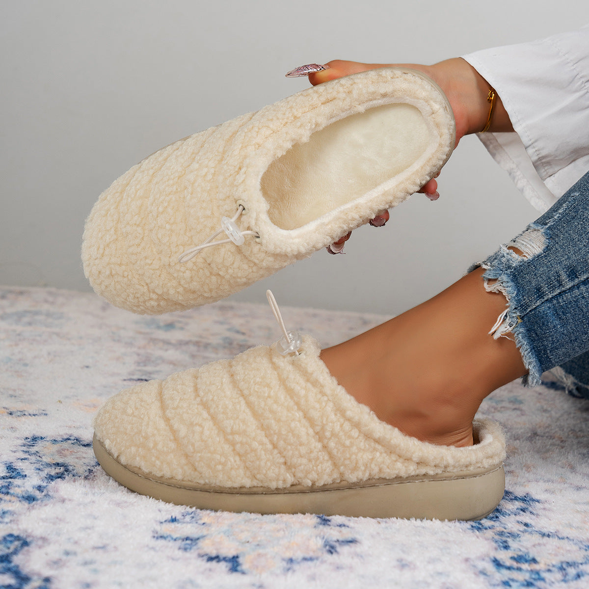 String Clip Adjustable Half Slippers Cotton Shoes Indoor And Outdoor