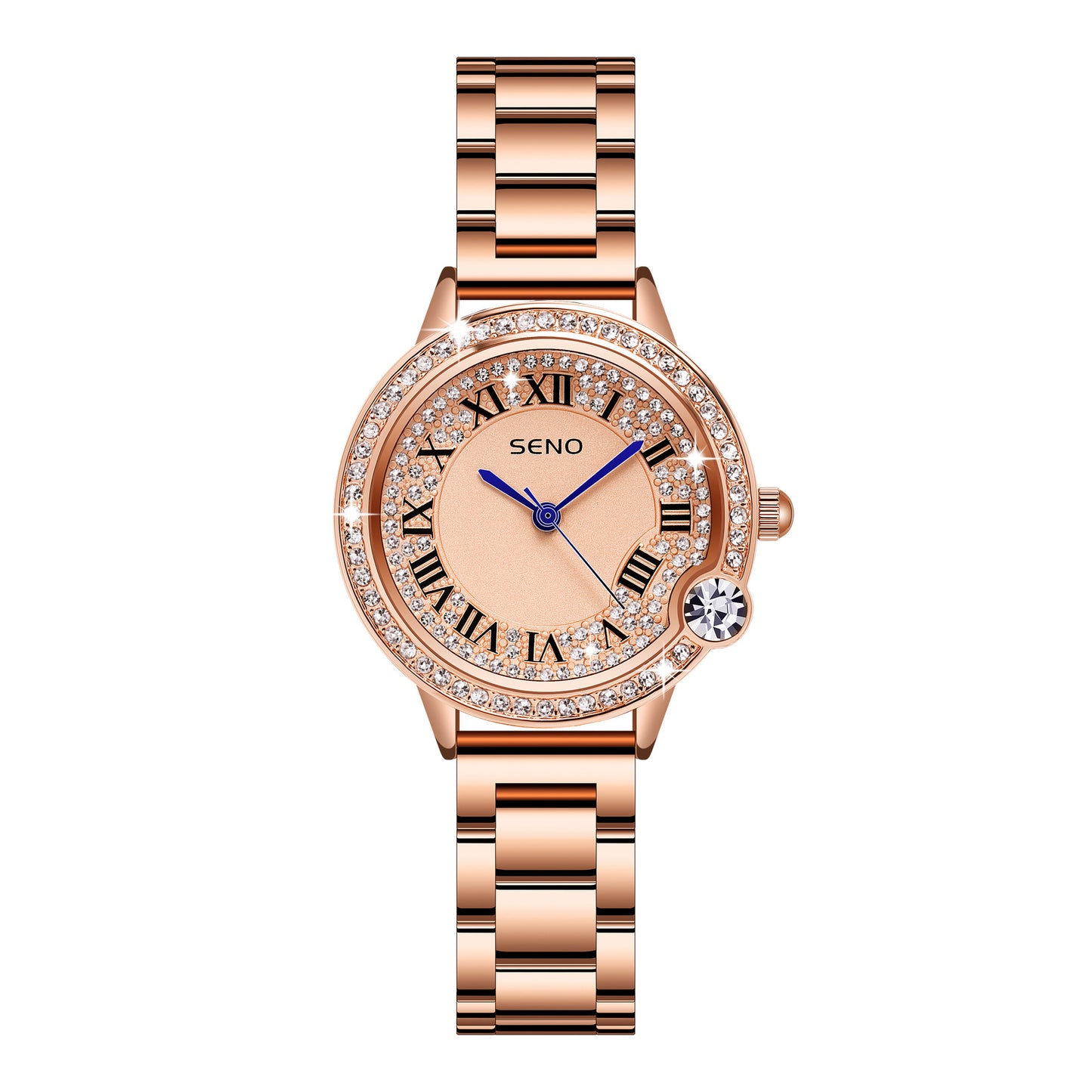 Stylish Quartz Full-Diamond Stainless Steel Waterproof Womens Watch