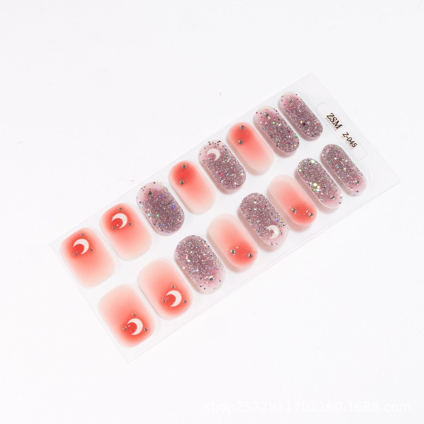 16 Finger Diamond Nail Sticker 3D Waterproof