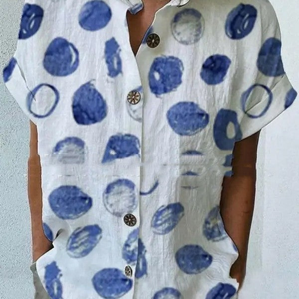 Casual Loose Floral Print Short Sleeve Shirt