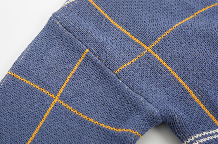 Men's Loose Blue Thickened Round Neck Knitted Bottoming Shirt