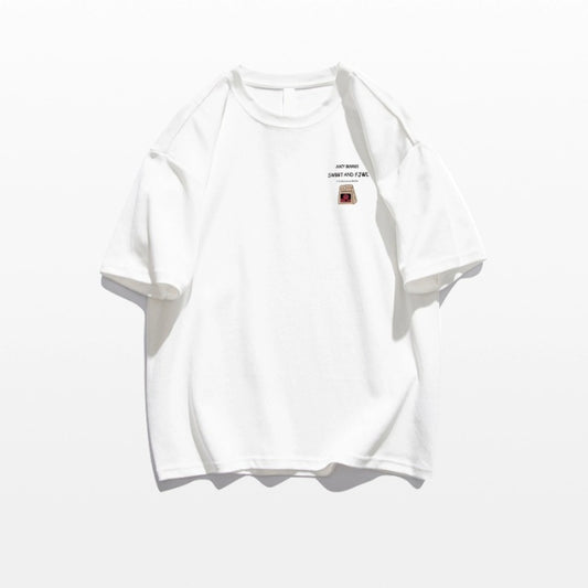 Loose Cotton Off-shoulder Short Sleeve White T-shirt