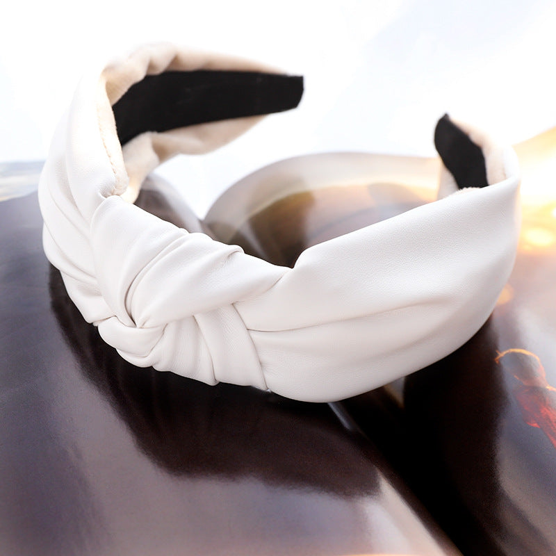 Fashion Solid Color Leather Hairpin Women's Hair Accessories PU Leather Headband