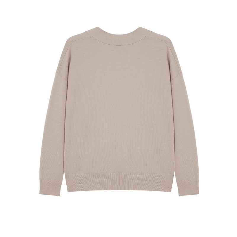 Women's V-neck Loose Soft Glutinous Lazy Style Long Sleeve Sweater
