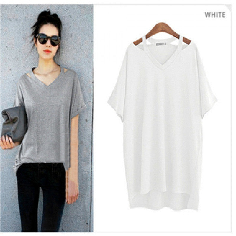 Women's Belly Cover V Neck Plus Size Fashion Loose T-shirt