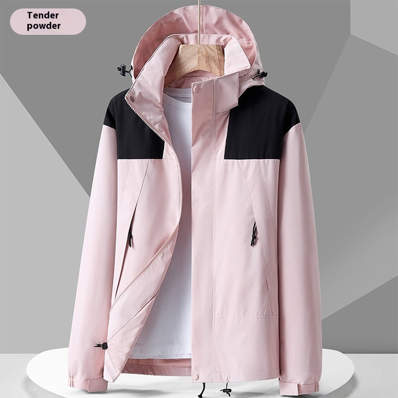 Hættetrøje Windbreaker Unisex Modstandsdygtig Jakke Med Lynlås Og Farveblokke Med Lommer Vandafvisende Overtøj Til Kvinder Mænd Tøj