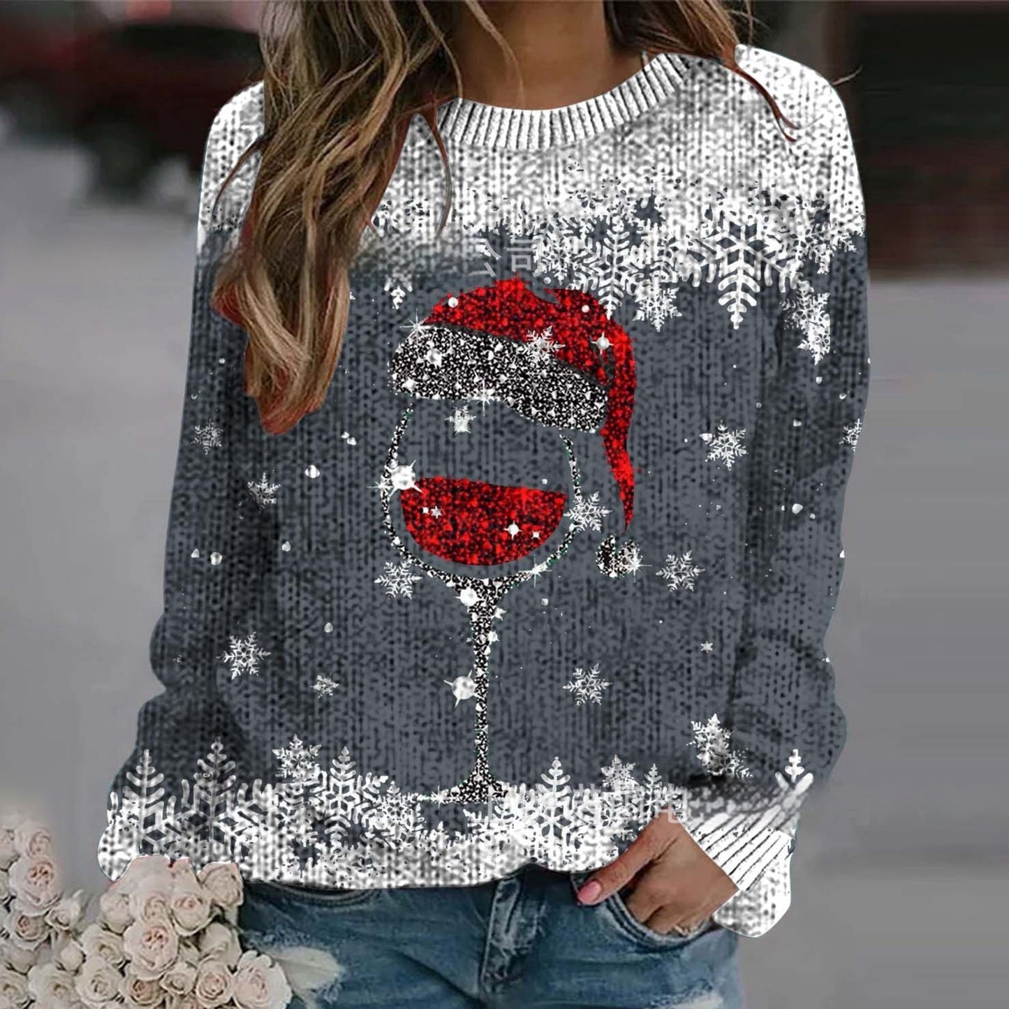 Thick Needle Digital Printing Men's Round Neck Sweater