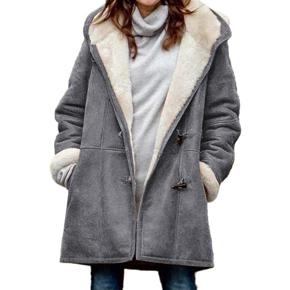 New Coat With Cashmere Fur Collar Pockets Women's