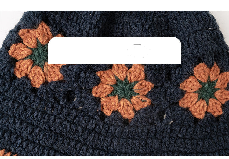 Female Face Small Crochet Hollow Basin Hat Male Cute Knit