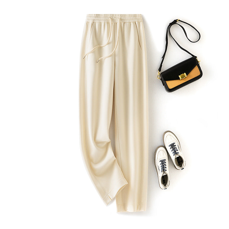 Autumn And Winter New Soft Glutinous Wool Straight Elastic Waist Long Sweatpants