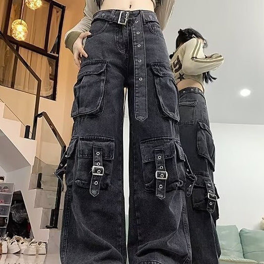 Womens Straight-leg Wide-leg Casual Pants