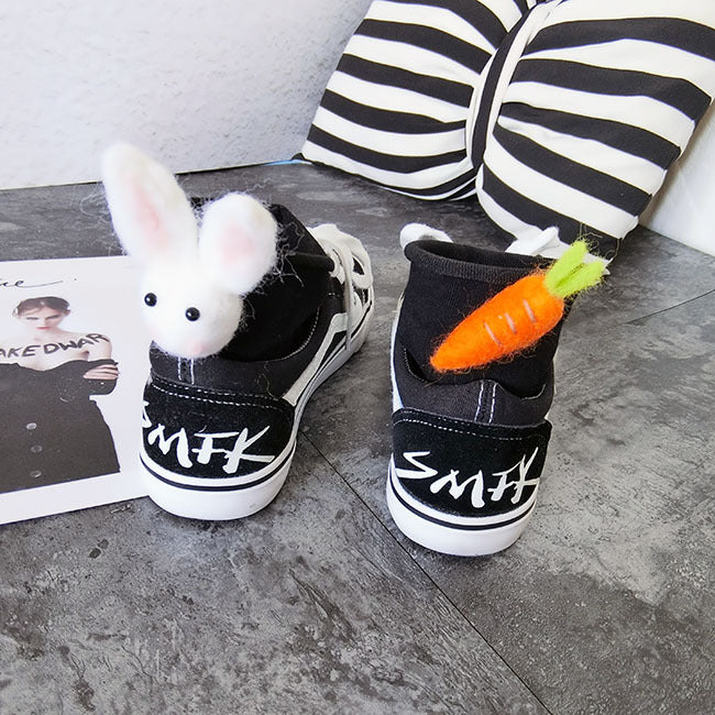 Personalized Rabbit Carrot Asymmetric Wool Felt Socks