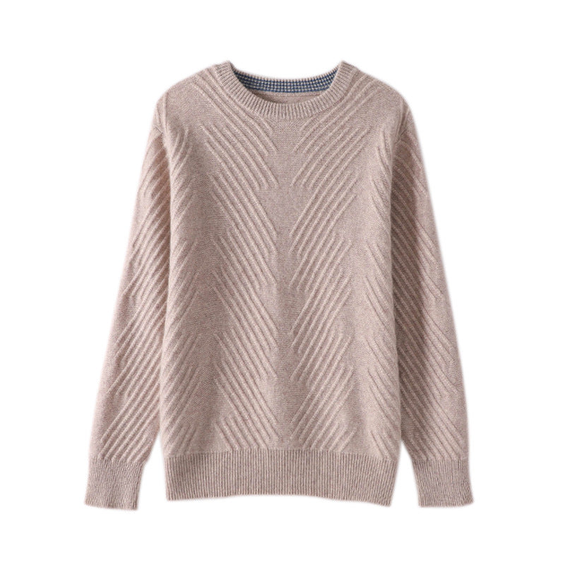 Cashmere Men's Round Neck Padded Sweater