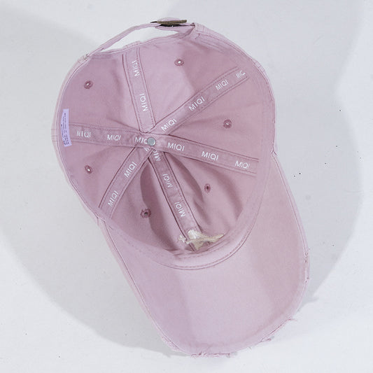 Fashionable All-match Soft Top Baseball Cap Ripped Sun-proof Peaked Cap