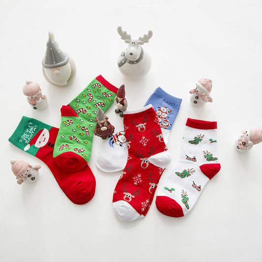 Christmas Stockings Cartoon Medium Tube Female New Year Gift