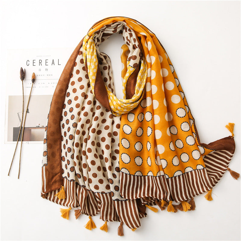 Arranged Cotton And Linen Stitching Long Scarf