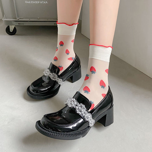 Spring And Autumn Thin Glass Silk Tube Socks Japanese Socks Ins