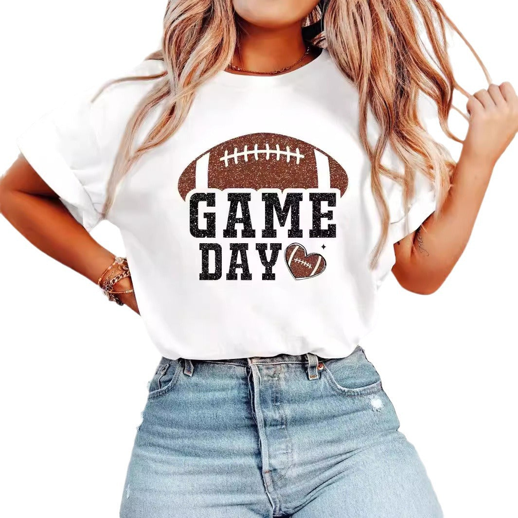 Letter-print Crew-neck Top Short-sleeve T-shirt