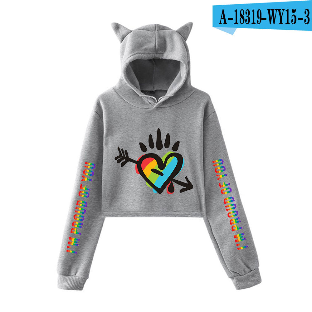 Girl Navel Exposed Cat Ear Sweater