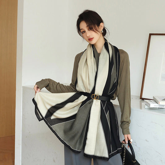 Vintage Printed Scarf Elegant Graceful Mid-length Decorative Scarf