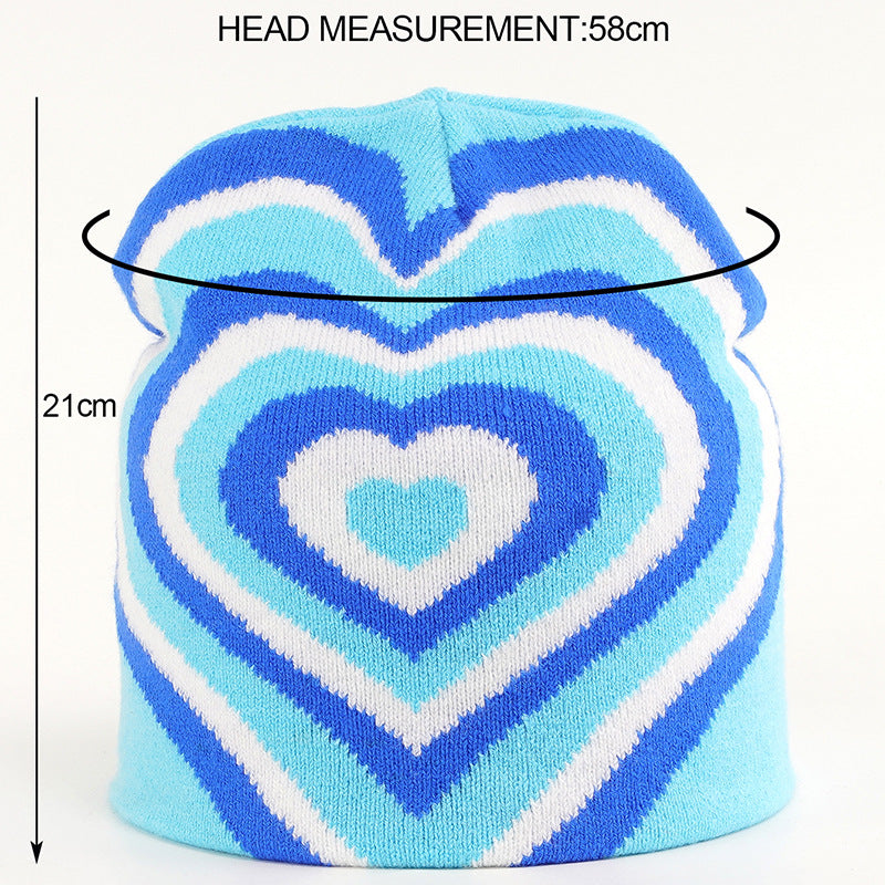 Color Matching Rainbow Love Knitted Hat Printed Pullover Fashion Woolen Hat