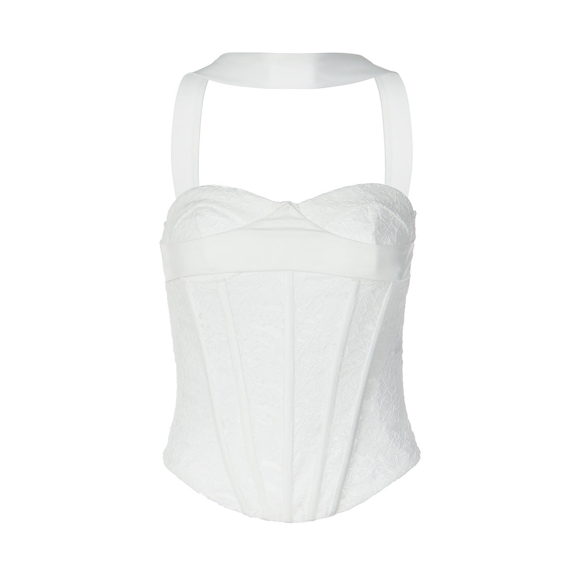 Summer Sexy Tube Top Fishbone Panelled Lace Halter Top