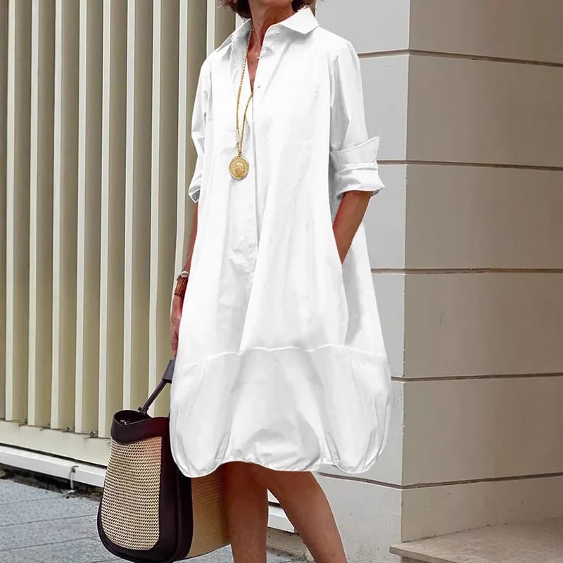 Women's Solid Color Fashion Single-breasted Hollow-out Long-sleeved Shirt