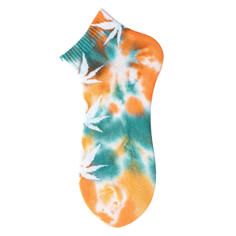 Tie-dye Shallow Cotton Boat Socks