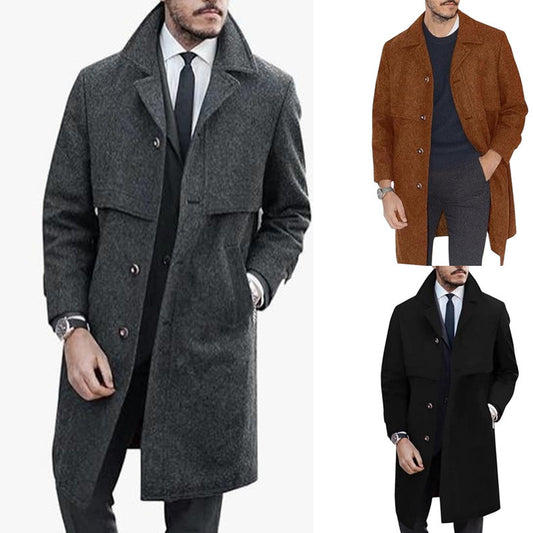 Woolen Men's Coat Plus Size Single Breasted Large Coat