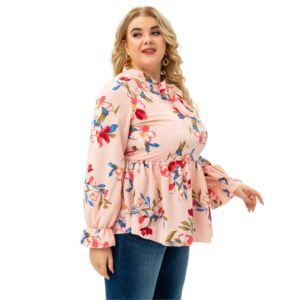 European And American Long-sleeved Printed Top